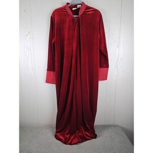 Adonna Robe Lounger Velour Rich Red Soft‎ Half Zip Long Womens S Regency Glam